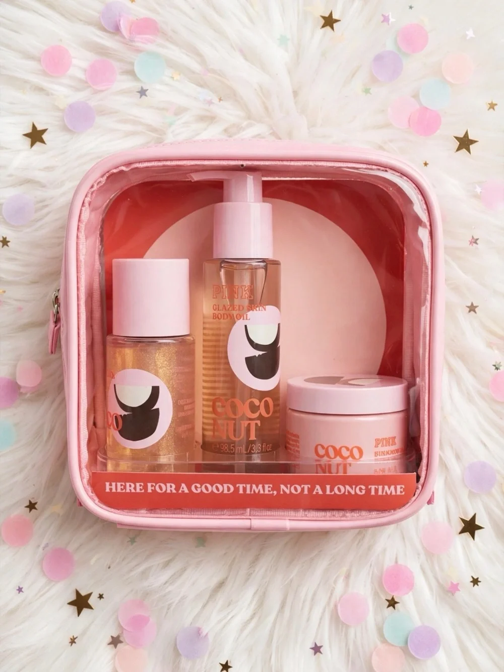 PINK Victoria's Secret Pink Coconut Glow Oil & Balm Travel Set